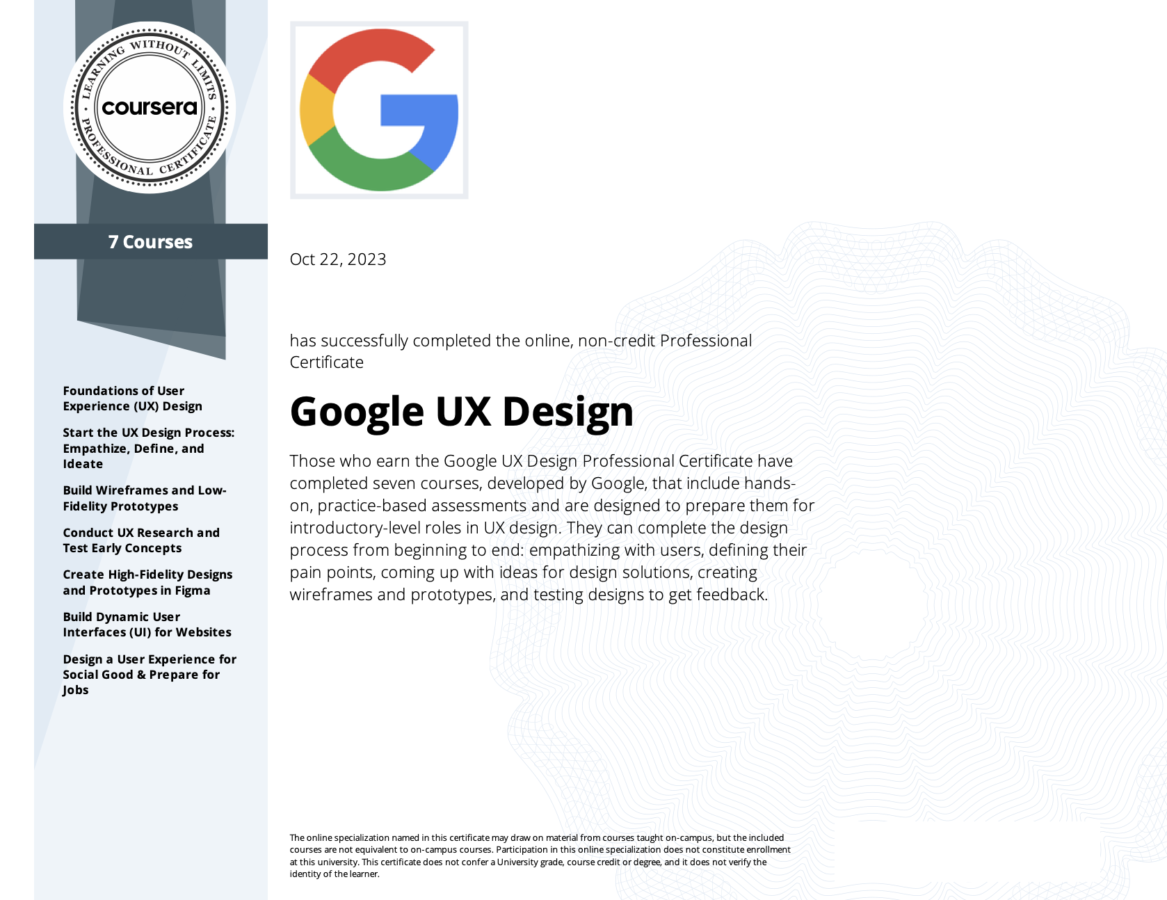 Google UX Certificate